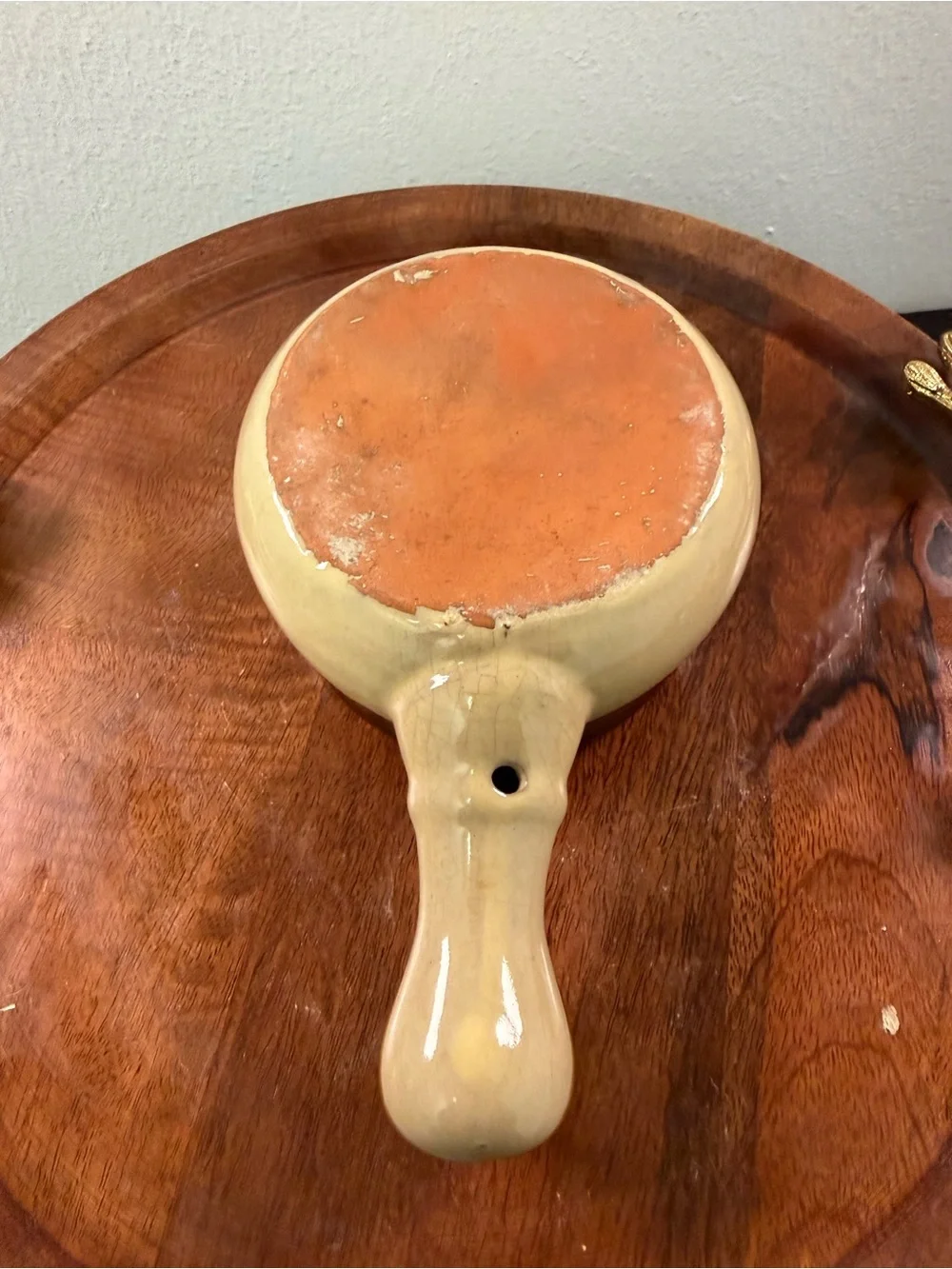 Vintage 2-Tone Glazed Stoneware Handeld Soupbowl and Lidded Crock